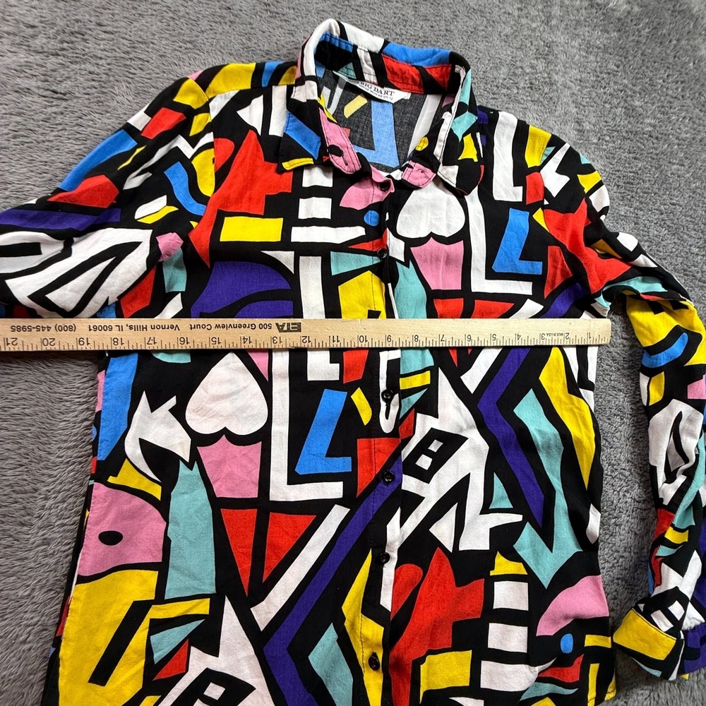 Big Dart Vintage 90s Womens Abstract Geometric Art Button Shirt Colorful M - Picture 5 of 6